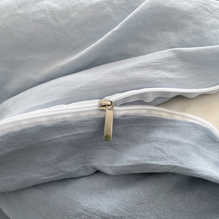 91家纺网 家纺一手货源 找家纺 夜笙家纺 2025新款水洗棉纯色双拼四件套 双拼-海珀冰蓝