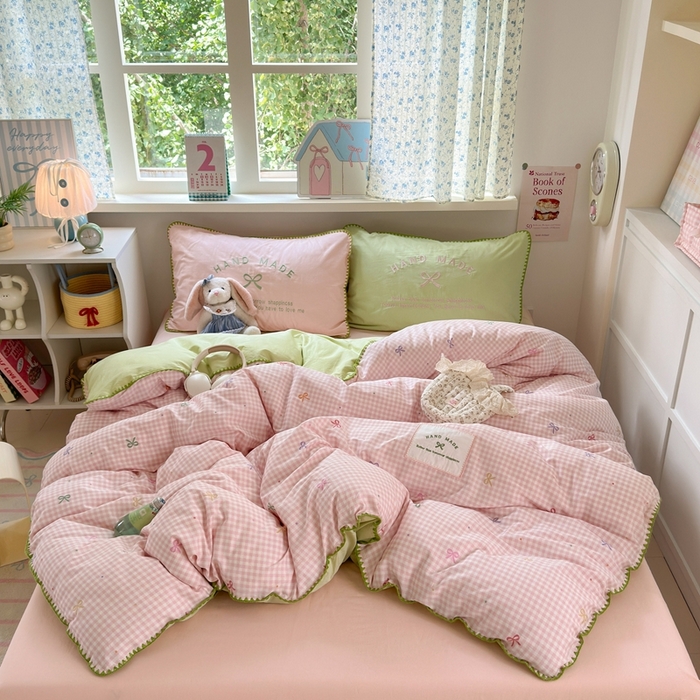 91家纺网 家纺一手货源 找家纺 （总）觅糖家纺 2025新款全棉纯棉三角针刺绣款四件套