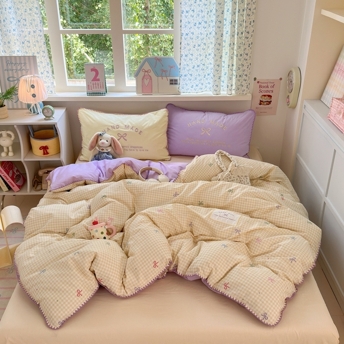 91家纺网 家纺一手货源 找家纺 （总）觅糖家纺 2025新款全棉纯棉三角针刺绣款四件套