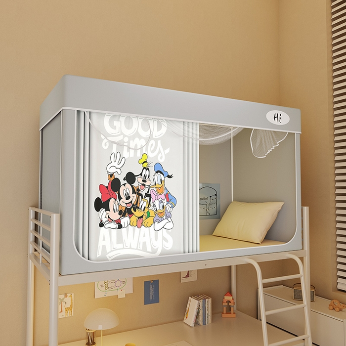 91家纺网 家纺一手货源 找家纺 （总）安金蚊帐2025新款防蚊遮光一体99%强遮光学生宿舍上下铺遮光学生蚊帐-灰色系列