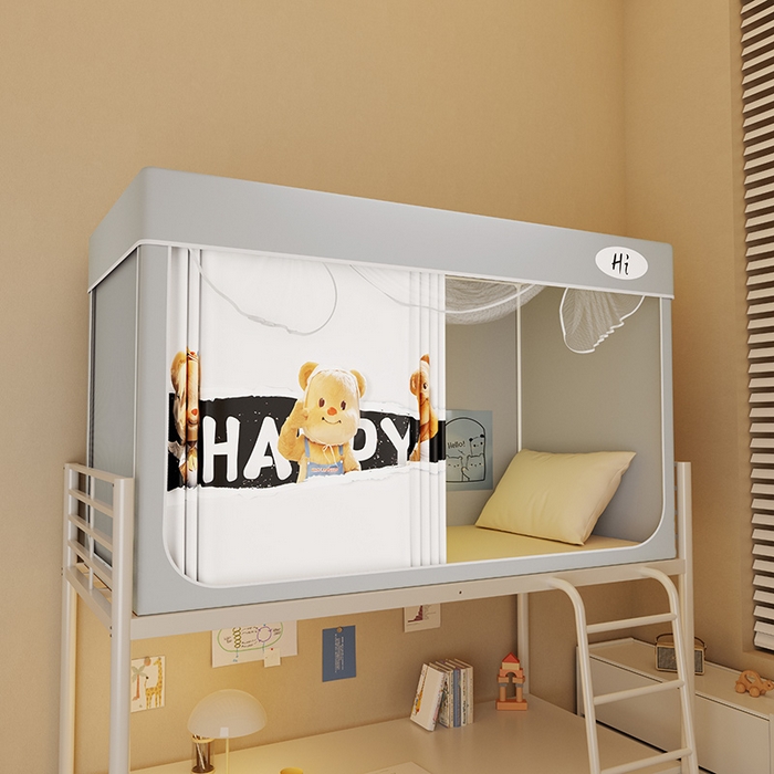 91家纺网 家纺一手货源 找家纺 （总）安金蚊帐2025新款防蚊遮光一体99%强遮光学生宿舍上下铺遮光学生蚊帐-灰色系列