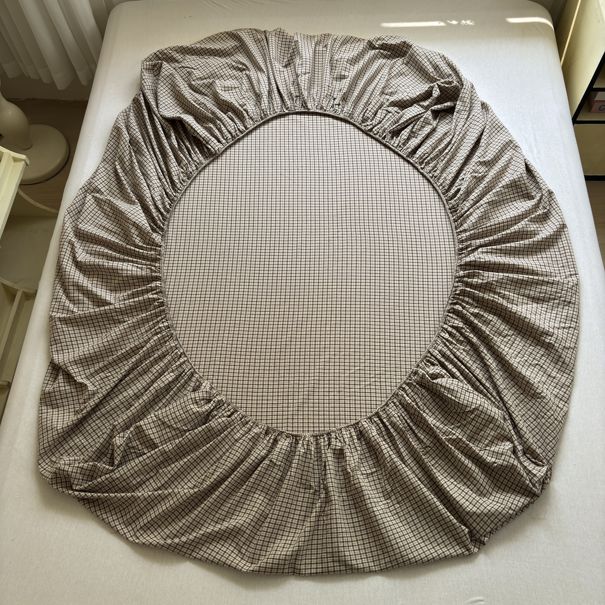 91家纺网 家纺一手货源 找家纺 晚依家纺 2025新款A类色织全棉水洗棉床单单件纯棉格子纯色学生宿舍定制定做 沐风-兰咖