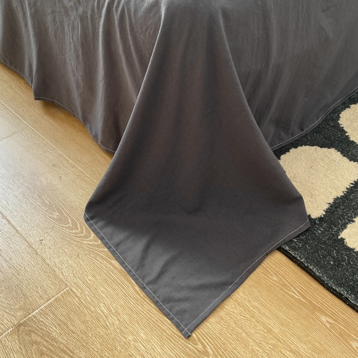 91家纺网 家纺一手货源 找家纺 夜笙家纺 2025新款水洗棉纯色双拼四件套 双拼-墨灰