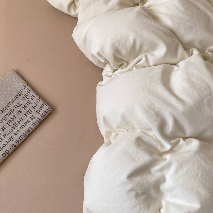 91家纺网 家纺一手货源 找家纺 夜笙家纺 2025新款水洗棉纯色双拼四件套 双拼-奶茶啵啵