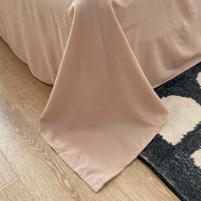 91家纺网 家纺一手货源 找家纺 夜笙家纺 2025新款水洗棉纯色双拼四件套 双拼-奶茶啵啵