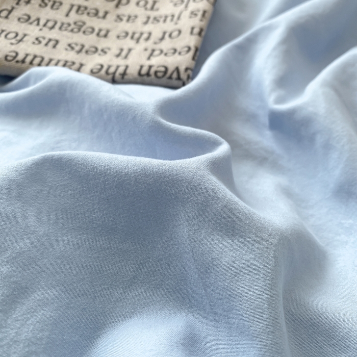 91家纺网 家纺一手货源 找家纺 夜笙家纺 2025新款水洗棉纯色双拼四件套 双拼-天空蓝灰