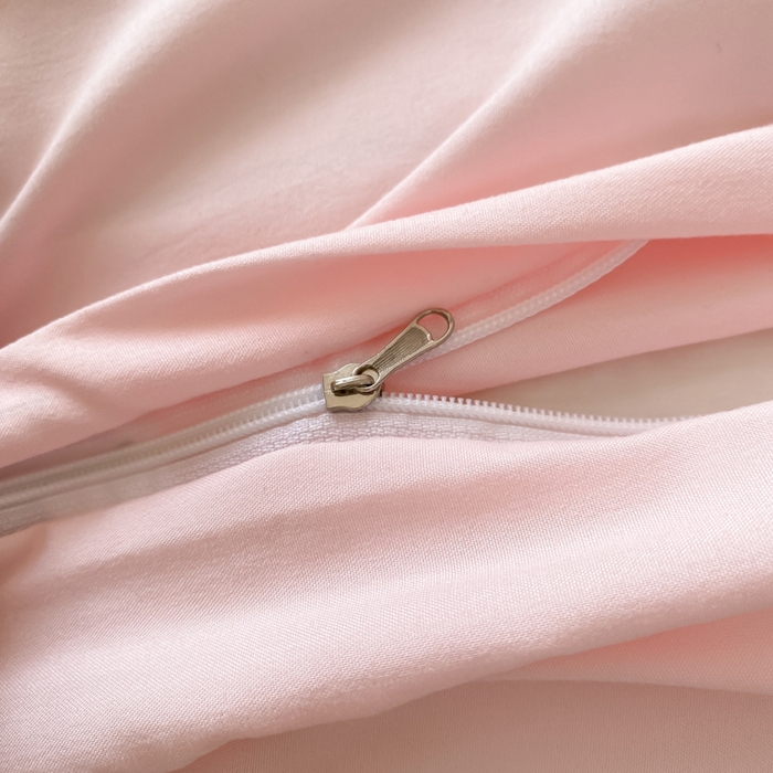 91家纺网 家纺一手货源 找家纺 夜笙家纺 2025新款水洗棉纯色双拼四件套 双拼-樱花粉