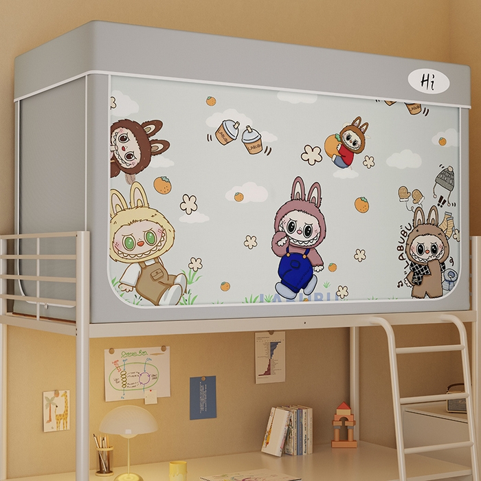 91家纺网 家纺一手货源 找家纺 安金蚊帐2025新款防蚊遮光一体99%强遮光学生宿舍上下铺遮光学生蚊帐-灰色系列 多彩布布