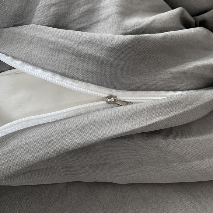 91家纺网 家纺一手货源 找家纺 夜笙家纺 2025新款水洗棉纯色双拼四件套 双拼-中灰