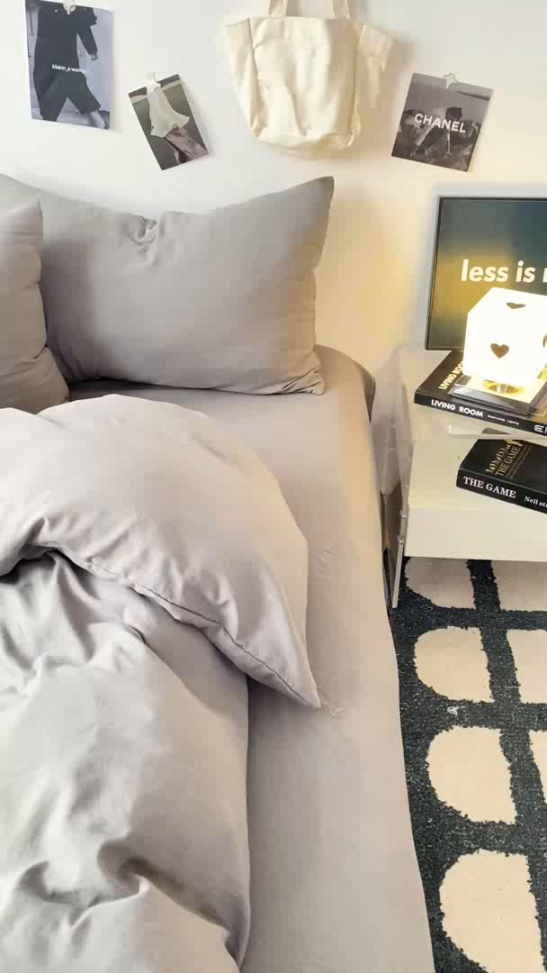 91家纺网 家纺一手货源 找家纺 夜笙家纺 2025新款水洗棉纯色双拼四件套 双拼-中灰