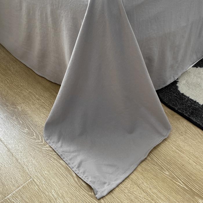 91家纺网 家纺一手货源 找家纺 夜笙家纺 2025新款水洗棉纯色双拼四件套 双拼-中灰山灰