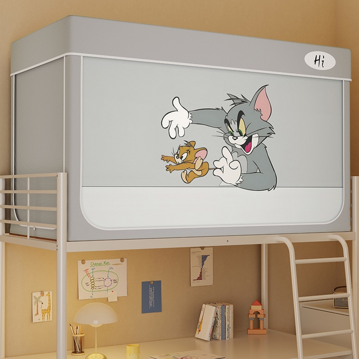 91家纺网 家纺一手货源 找家纺 安金蚊帐2025新款防蚊遮光一体99%强遮光学生宿舍上下铺遮光学生蚊帐-灰色系列 窜窜鼠