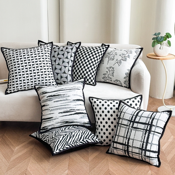 91家纺网 家纺一手货源 找家纺 新奇异 2025新款雪尼尔提花水墨抱枕 组合图仅供展示