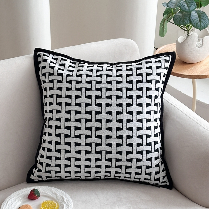 91家纺网 家纺一手货源 找家纺 新奇异 2025新款雪尼尔提花水墨抱枕 梯子