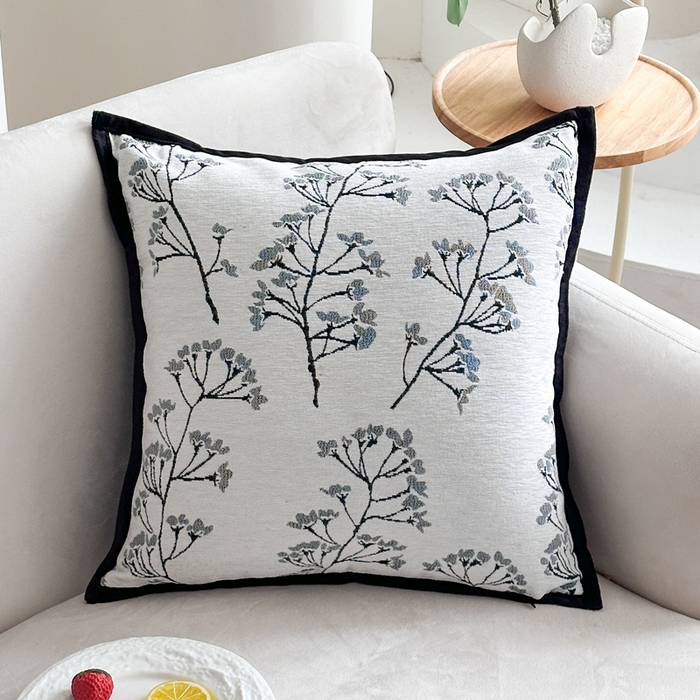 91家纺网 家纺一手货源 找家纺 新奇异 2025新款雪尼尔提花水墨抱枕 花枝