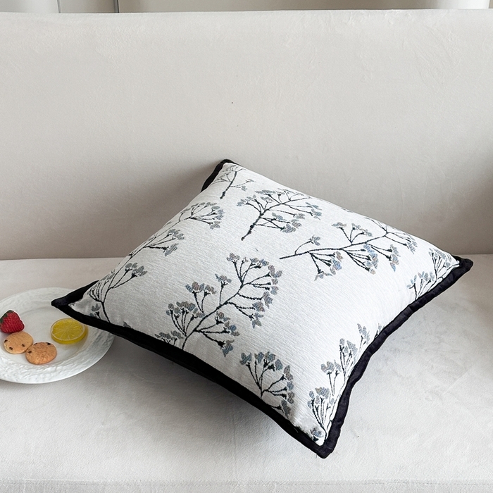 91家纺网 家纺一手货源 找家纺 新奇异 2025新款雪尼尔提花水墨抱枕 花枝