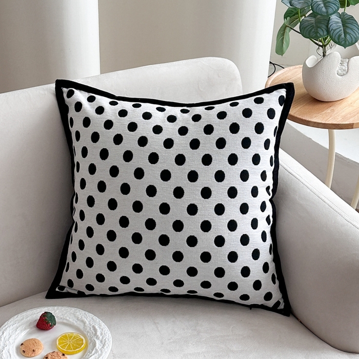 新奇异 2025新款雪尼尔提花水墨抱枕 波点