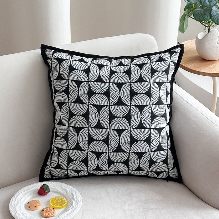 新奇异 2025新款雪尼尔提花水墨抱枕 线圈