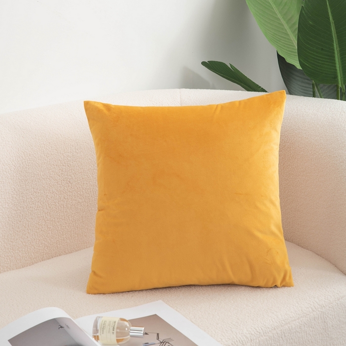 91家纺网 家纺一手货源 找家纺 新奇异 2025新款纯色荷兰绒抱枕 （支持定制） 黄色