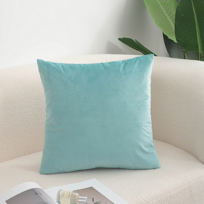 91家纺网 家纺一手货源 找家纺 新奇异 2025新款纯色荷兰绒抱枕 （支持定制） 湖蓝