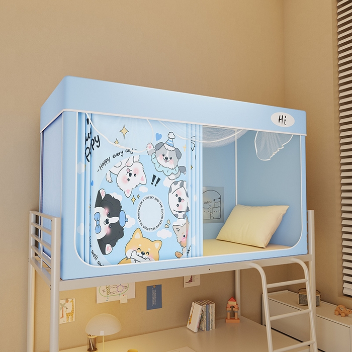 91家纺网 家纺一手货源 找家纺 （总）安金蚊帐2025新款防蚊遮光一体99%强遮光学生宿舍上下铺遮光学生蚊帐-蓝色系列