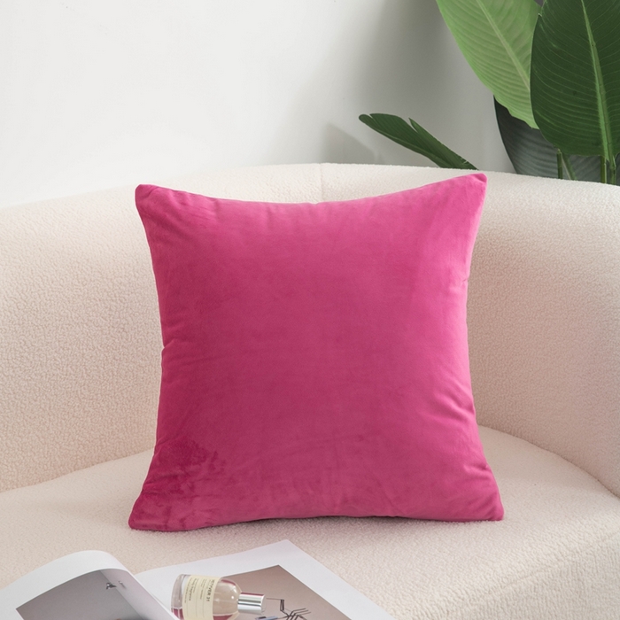 新奇异 2025新款纯色荷兰绒抱枕 （支持定制） 玫红