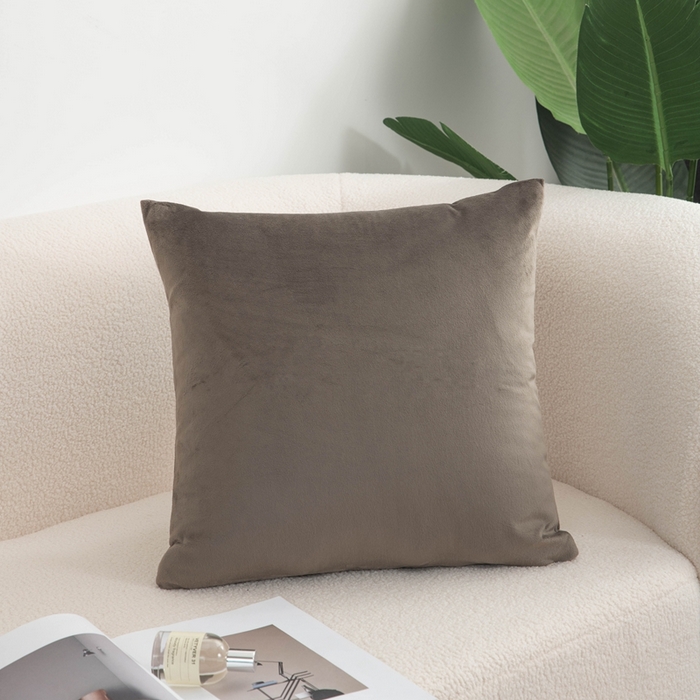 新奇异 2025新款纯色荷兰绒抱枕 （支持定制） 咖啡