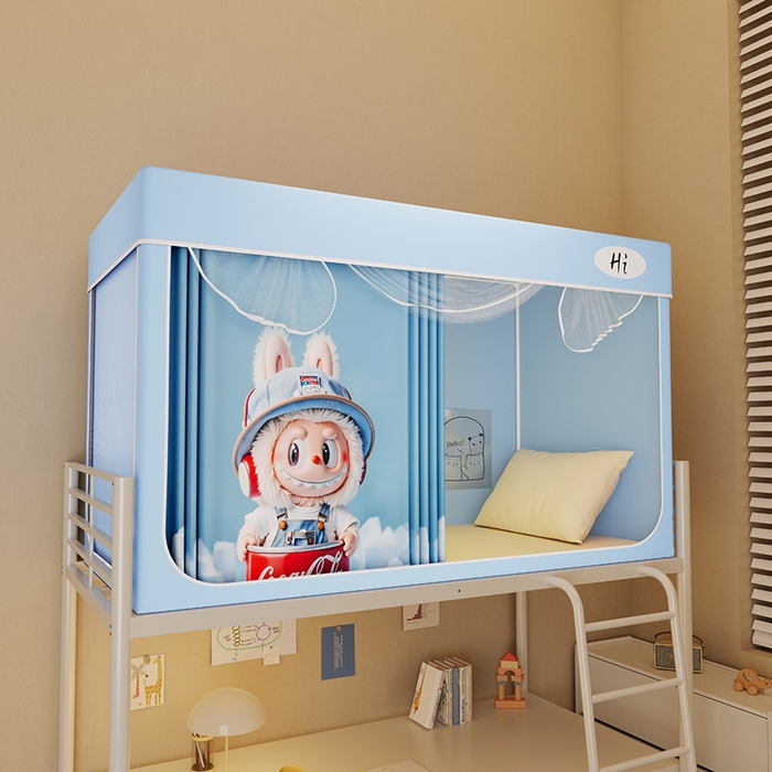 91家纺网 家纺一手货源 找家纺 （总）安金蚊帐2025新款防蚊遮光一体99%强遮光学生宿舍上下铺遮光学生蚊帐-蓝色系列