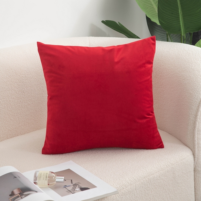 新奇异 2025新款纯色荷兰绒抱枕 （支持定制） 红色
