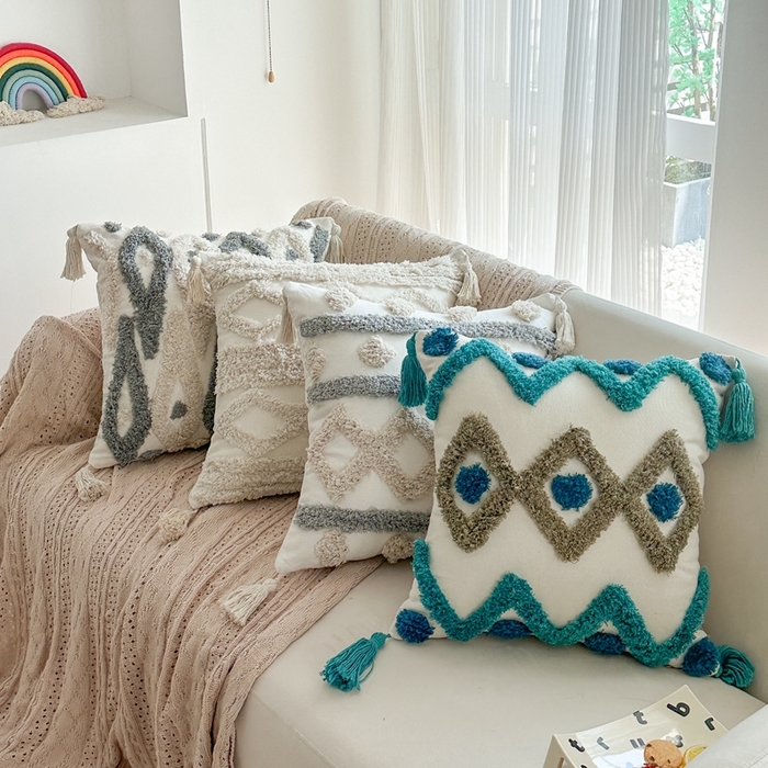 新奇异 2025新款簇绒流苏抱枕 组合图仅供展示