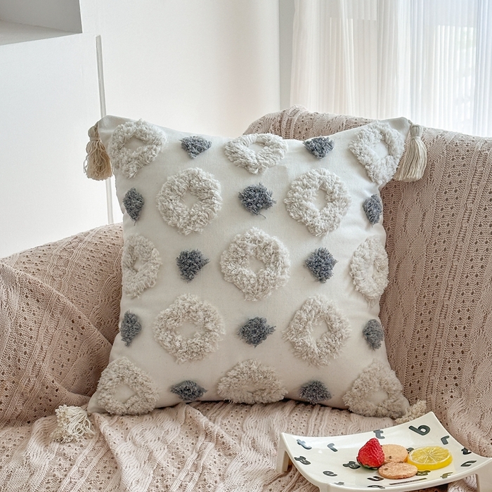 新奇异 2025新款簇绒流苏抱枕 圆圈
