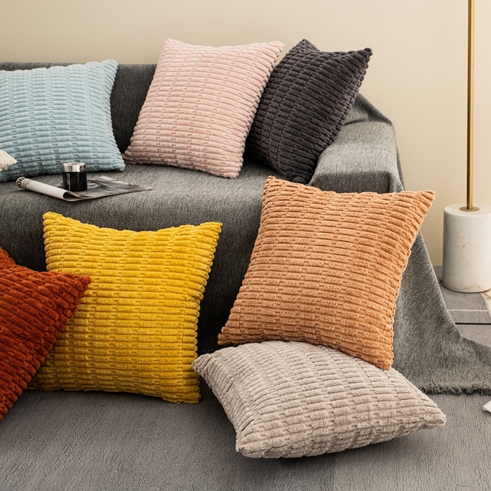 91家纺网 家纺一手货源 找家纺 （总）新奇异 2025新款简约单/双面灯芯绒抱枕麦穗粒系列