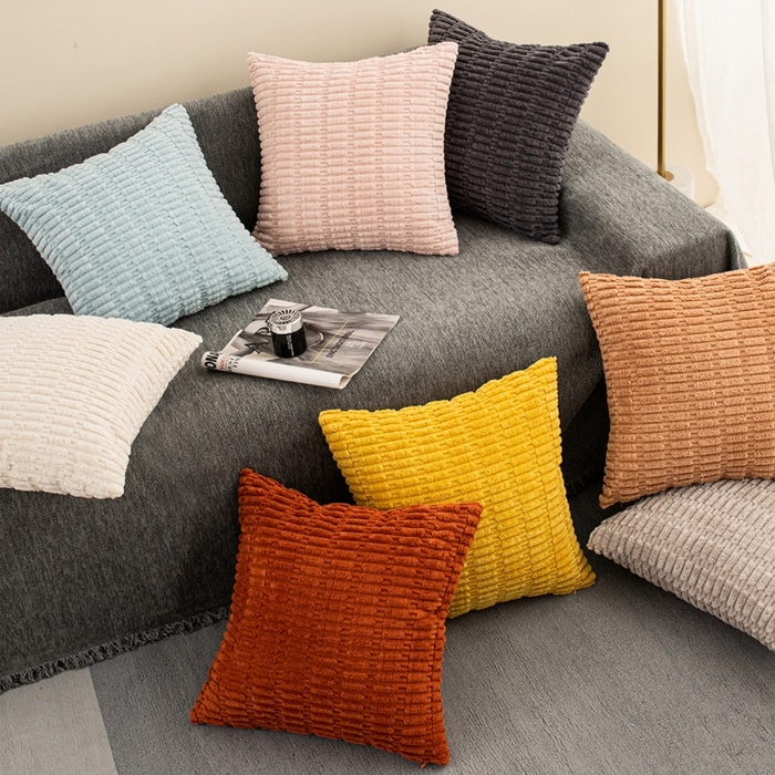 91家纺网 家纺一手货源 找家纺 （总）新奇异 2025新款简约单/双面灯芯绒抱枕麦穗粒系列