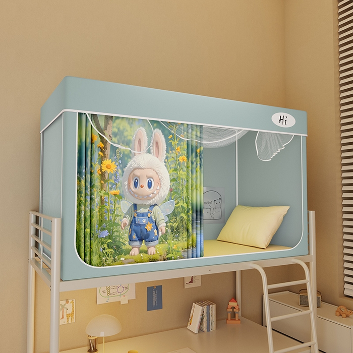 91家纺网 家纺一手货源 找家纺 （总）安金蚊帐2025新款防蚊遮光一体99%强遮光学生宿舍上下铺遮光学生蚊帐-绿色系列