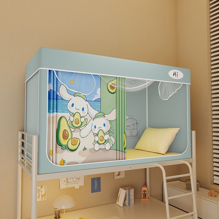 91家纺网 家纺一手货源 找家纺 （总）安金蚊帐2025新款防蚊遮光一体99%强遮光学生宿舍上下铺遮光学生蚊帐-绿色系列