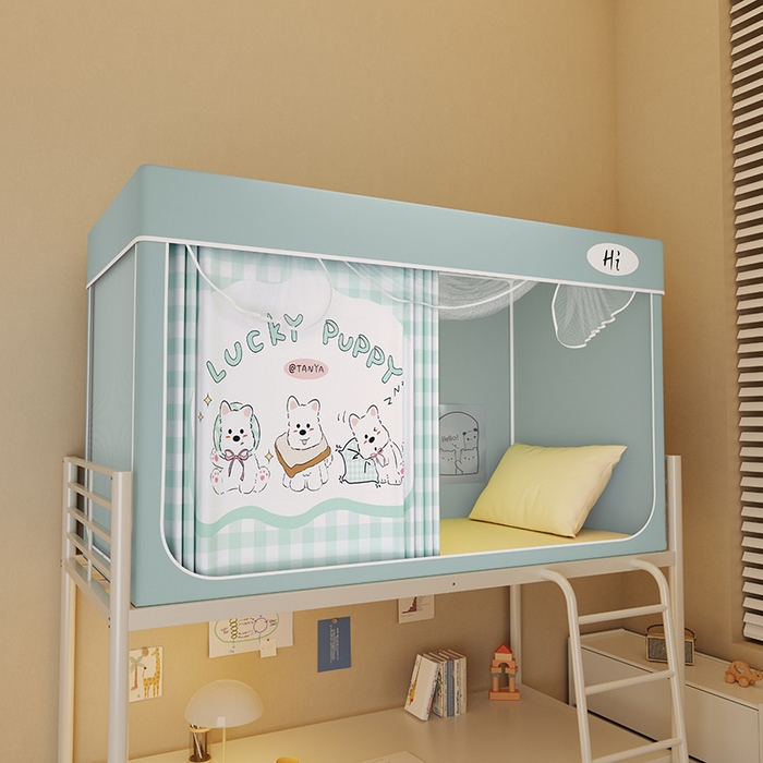 91家纺网 家纺一手货源 找家纺 （总）安金蚊帐2025新款防蚊遮光一体99%强遮光学生宿舍上下铺遮光学生蚊帐-绿色系列