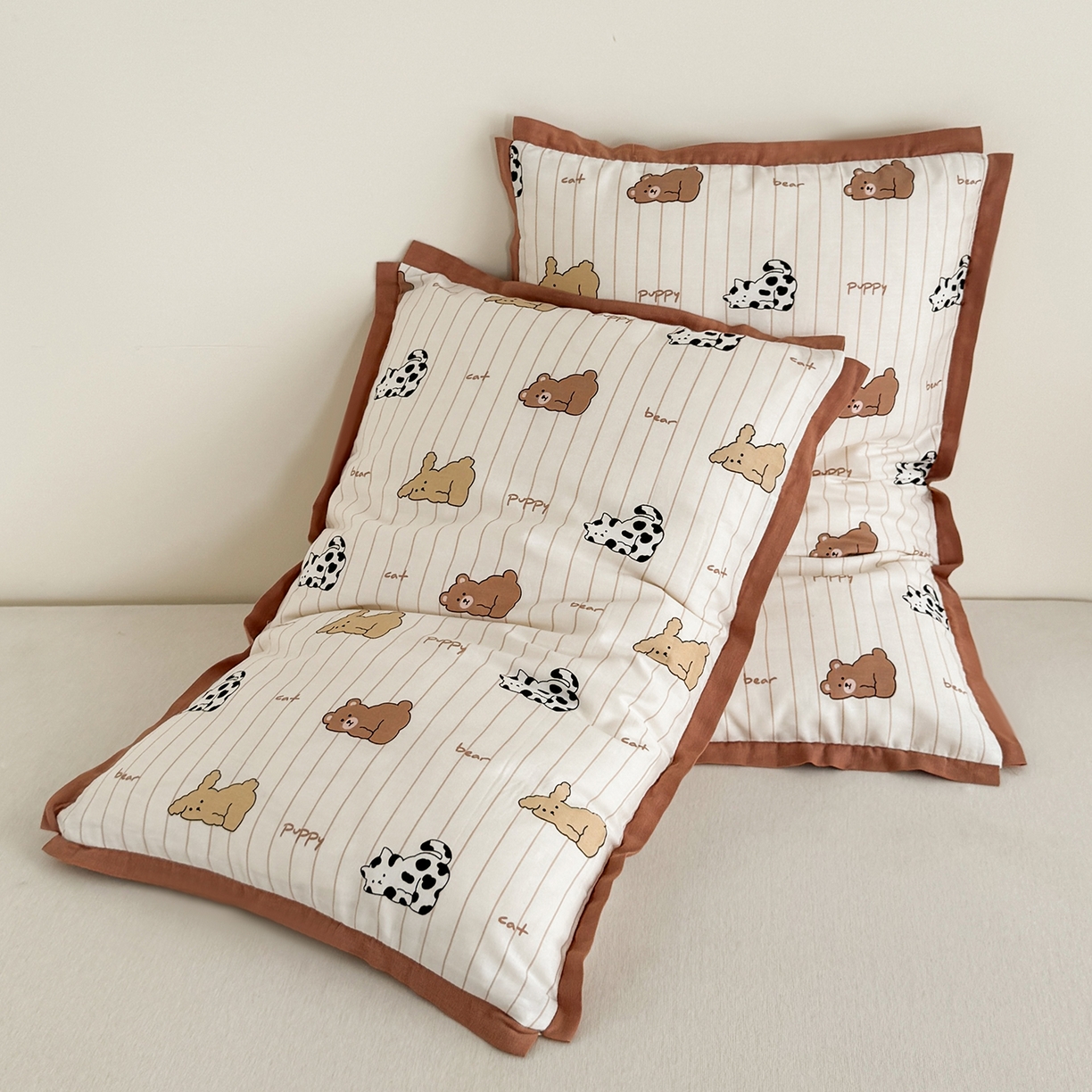 91家纺网 家纺一手货源 找家纺 贵夫人 2025春夏新款卡通儿童100%纯棉花枕 枕头枕芯 动物乐园40*60cm学生枕1只 /只