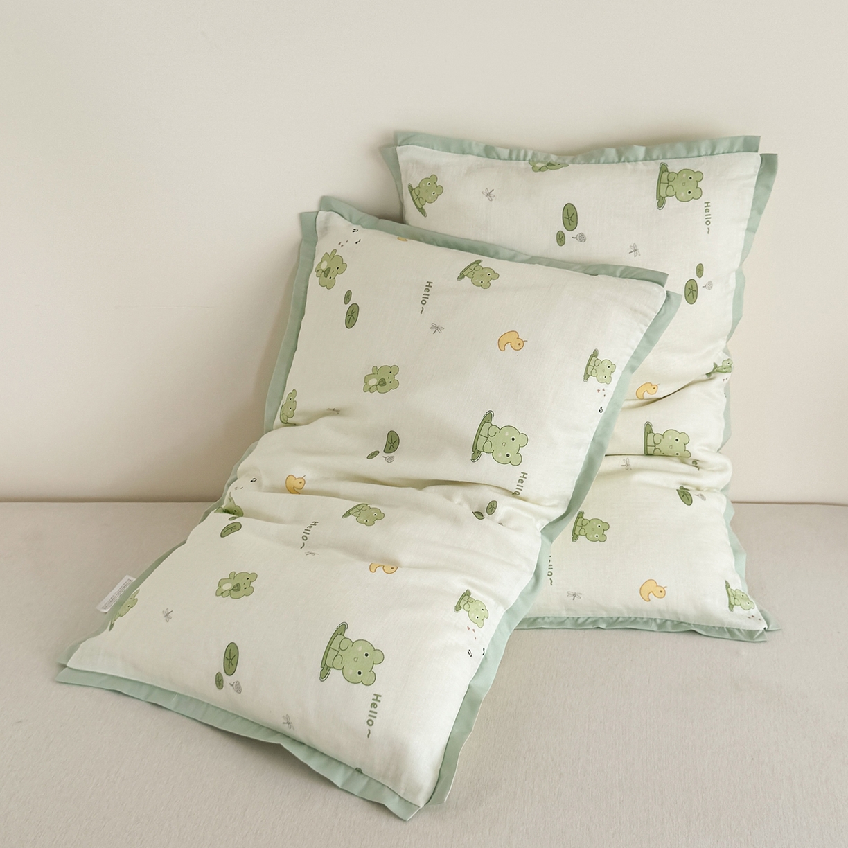 91家纺网 家纺一手货源 找家纺 贵夫人 2025春夏新款卡通儿童100%纯棉花枕 枕头枕芯 呱呱叫40*60cm学生枕1只 /只