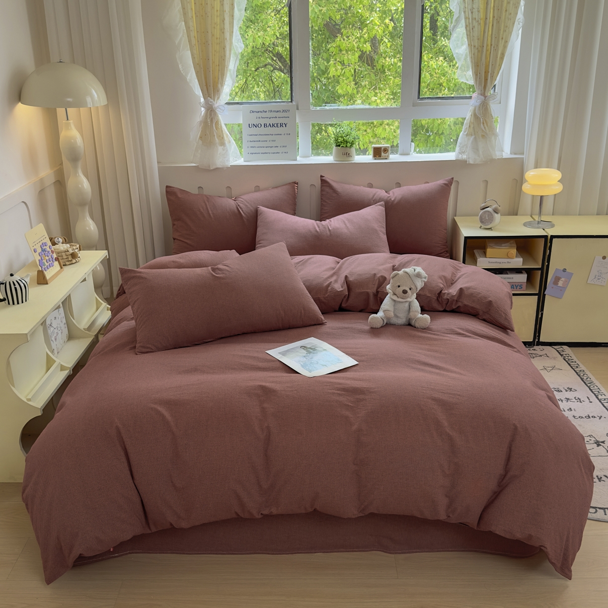 91家纺网 家纺一手货源 找家纺 （总）晚依家纺 2025新款A类全棉色织水洗棉被套单件纯棉格子纯色学生宿舍被罩定制定做