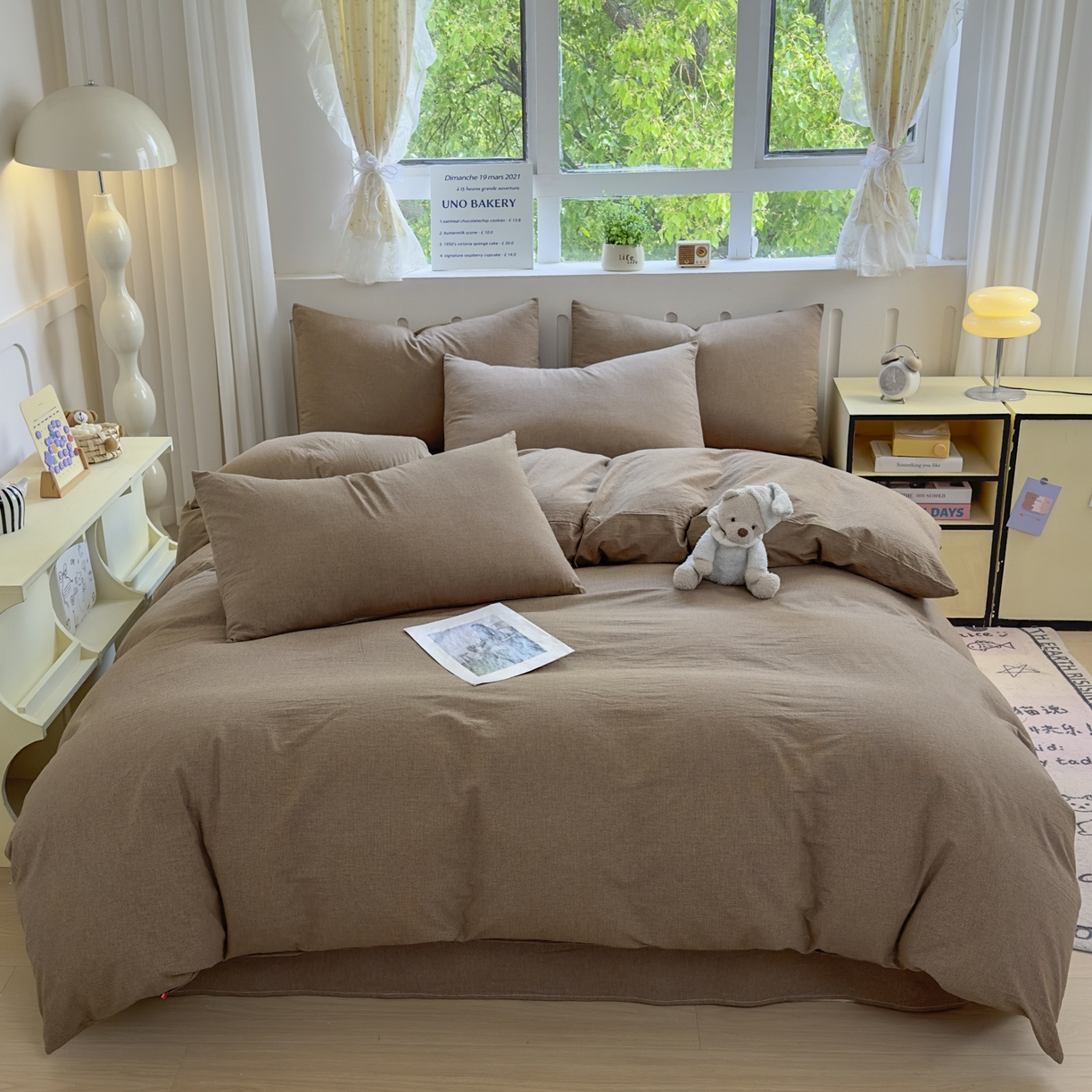 91家纺网 家纺一手货源 找家纺 （总）晚依家纺 2025新款A类全棉色织水洗棉被套单件纯棉格子纯色学生宿舍被罩定制定做