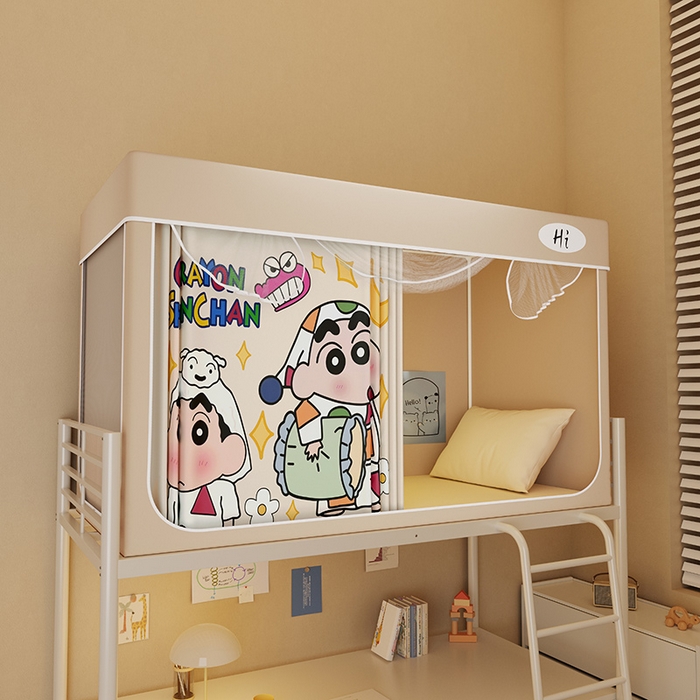 91家纺网 家纺一手货源 找家纺 （总）安金蚊帐2025新款防蚊遮光一体99%强遮光学生宿舍上下铺遮光学生蚊帐-卡其系列