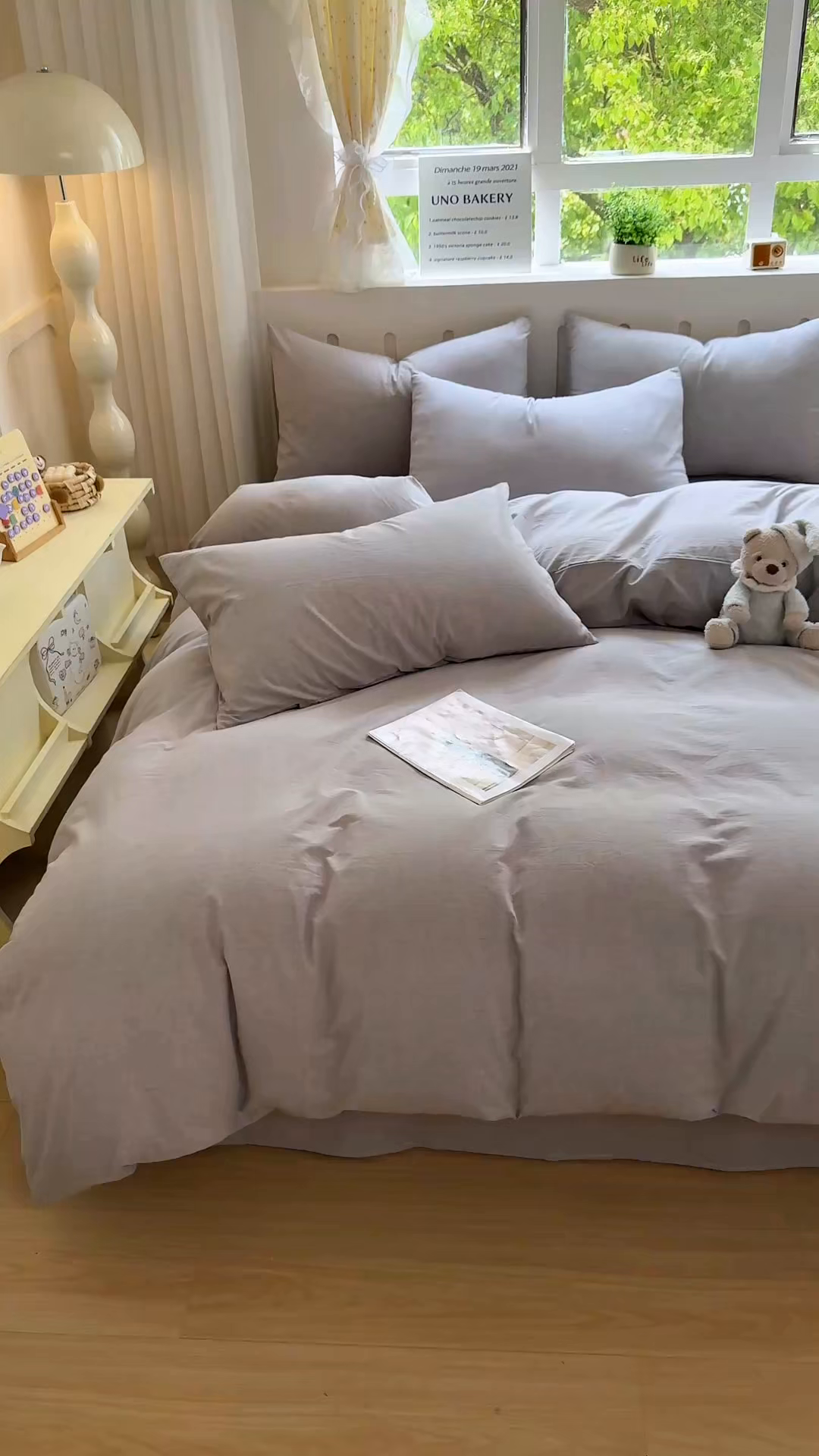 91家纺网 家纺一手货源 找家纺 晚依家纺 2025新款A类全棉色织水洗棉被套单件纯棉格子纯色学生宿舍被罩定制定做 纯色-浅灰