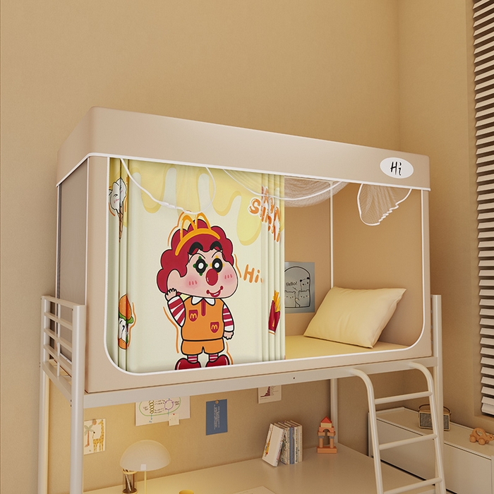 91家纺网 家纺一手货源 找家纺 （总）安金蚊帐2025新款防蚊遮光一体99%强遮光学生宿舍上下铺遮光学生蚊帐-卡其系列