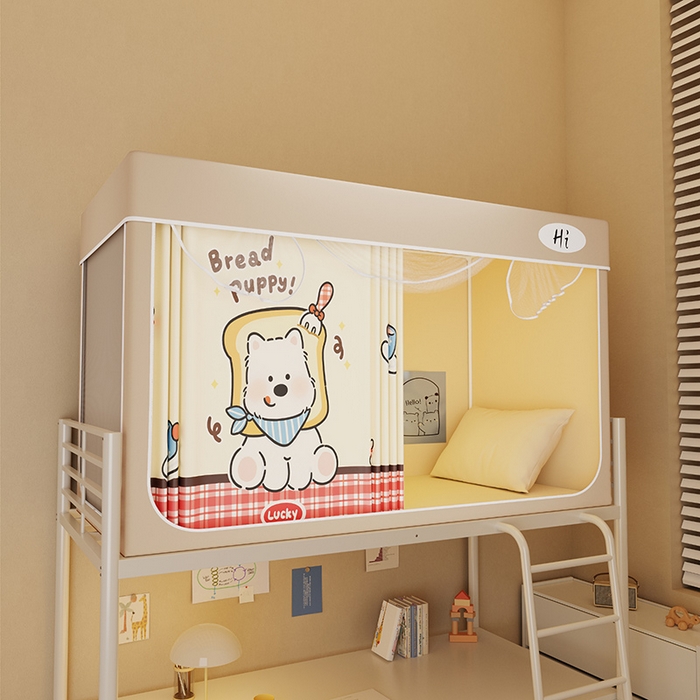 91家纺网 家纺一手货源 找家纺 （总）安金蚊帐2025新款防蚊遮光一体99%强遮光学生宿舍上下铺遮光学生蚊帐-卡其系列