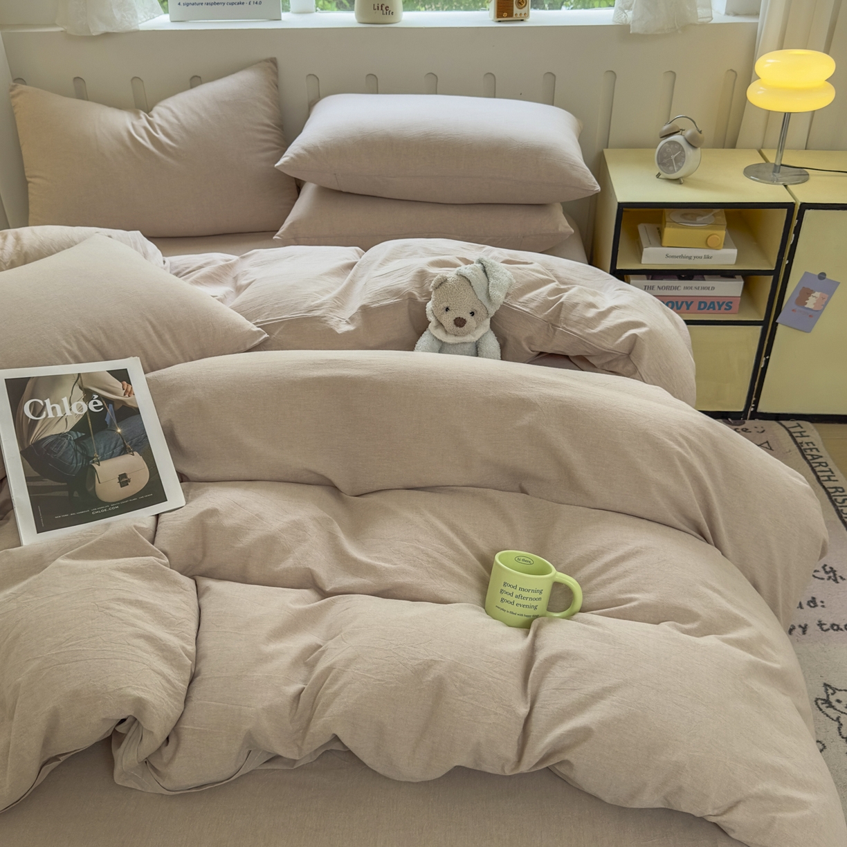 91家纺网 家纺一手货源 找家纺 晚依家纺 2025新款A类全棉色织水洗棉被套单件纯棉格子纯色学生宿舍被罩定制定做 纯色-土密