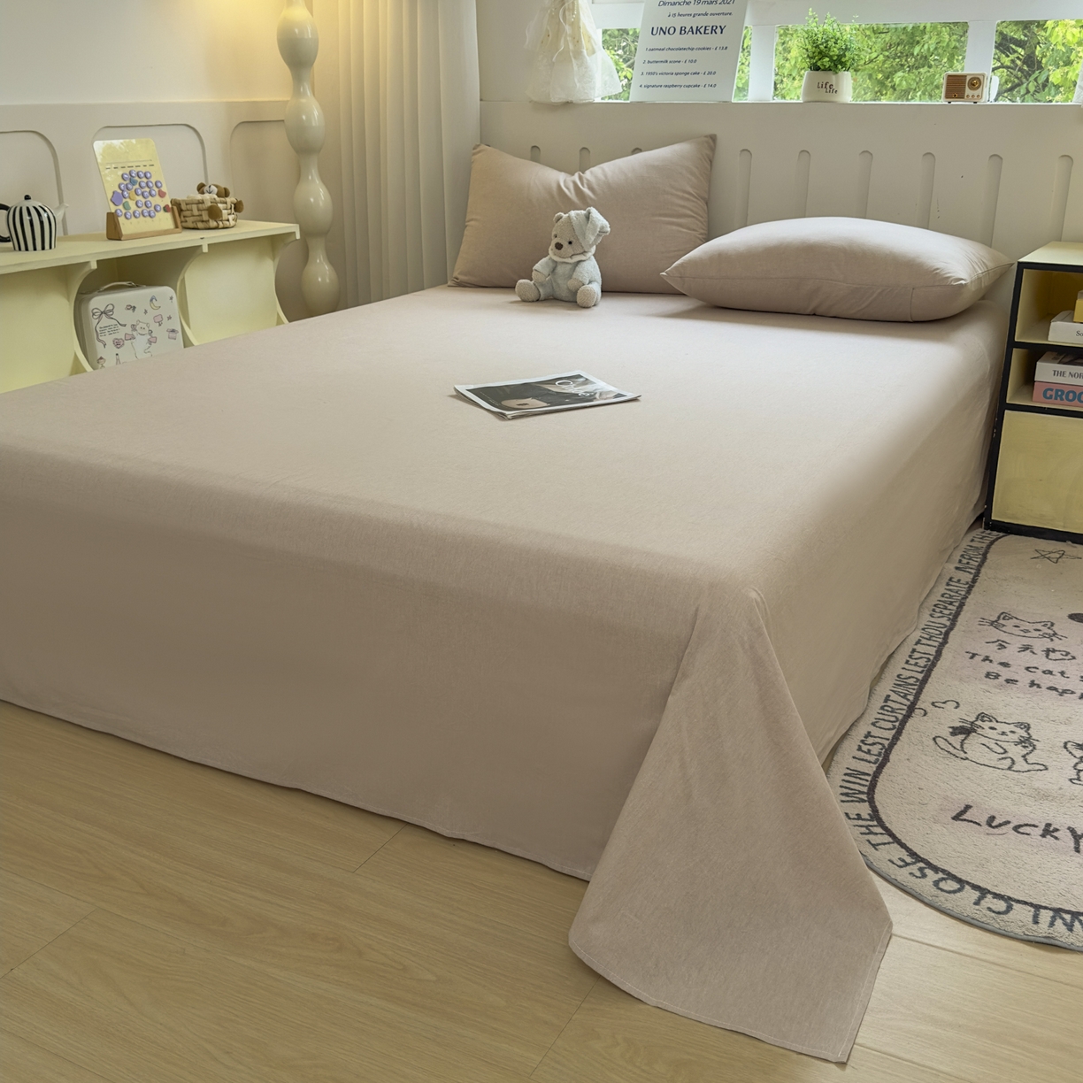 91家纺网 家纺一手货源 找家纺 晚依家纺 2025新款A类全棉色织水洗棉被套单件纯棉格子纯色学生宿舍被罩定制定做 纯色-土密