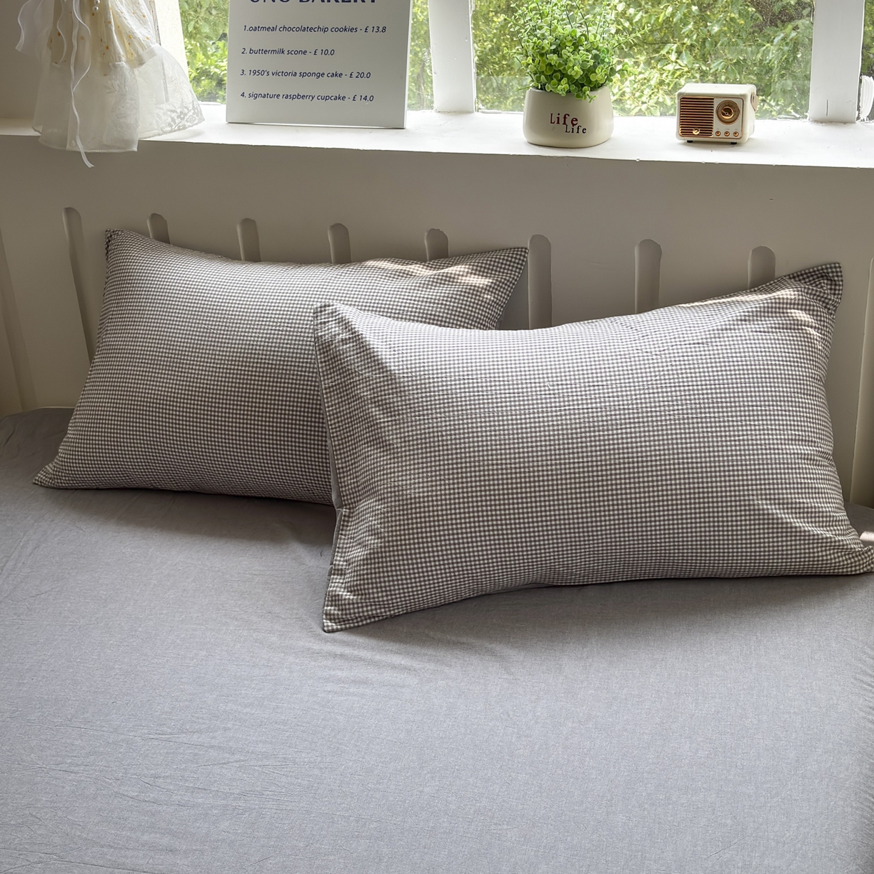 91家纺网 家纺一手货源 找家纺 晚依家纺 2025新款A类全棉色织水洗棉被套单件纯棉格子纯色学生宿舍被罩定制定做 密格-烟灰