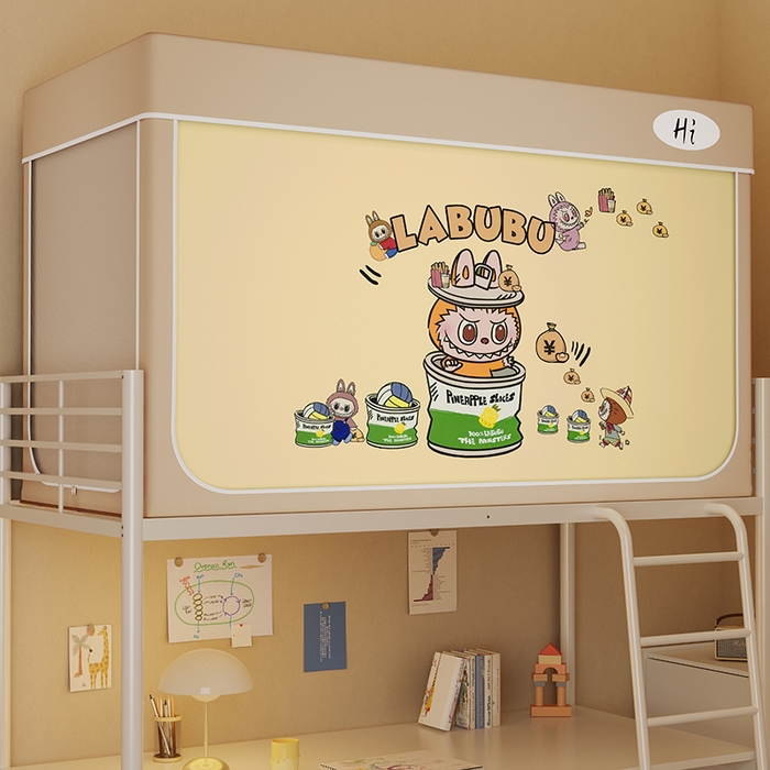 91家纺网 家纺一手货源 找家纺 安金蚊帐2025新款防蚊遮光一体99%强遮光学生宿舍上下铺遮光学生蚊帐-卡其系列 罐头布布