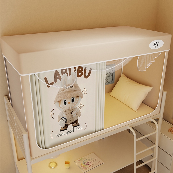 91家纺网 家纺一手货源 找家纺 安金蚊帐2025新款防蚊遮光一体99%强遮光学生宿舍上下铺遮光学生蚊帐-卡其系列 时光布布