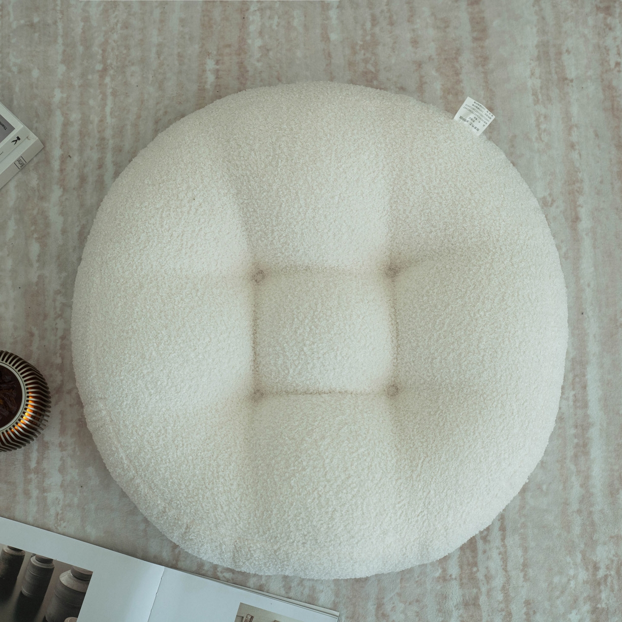 91家纺网 家纺一手货源 找家纺 2025新款泰迪绒蒲团 泰迪绒-蒲团-白